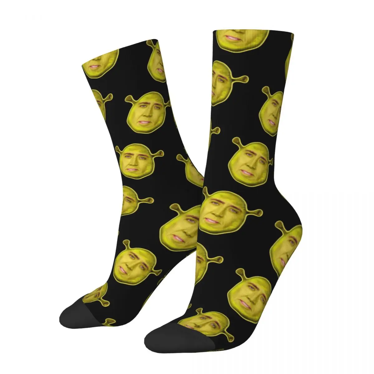 Harajuku Women Men Nicholas Cage Face Crew Socks Parody Accessories Cozy Socks Warm Birthday Present