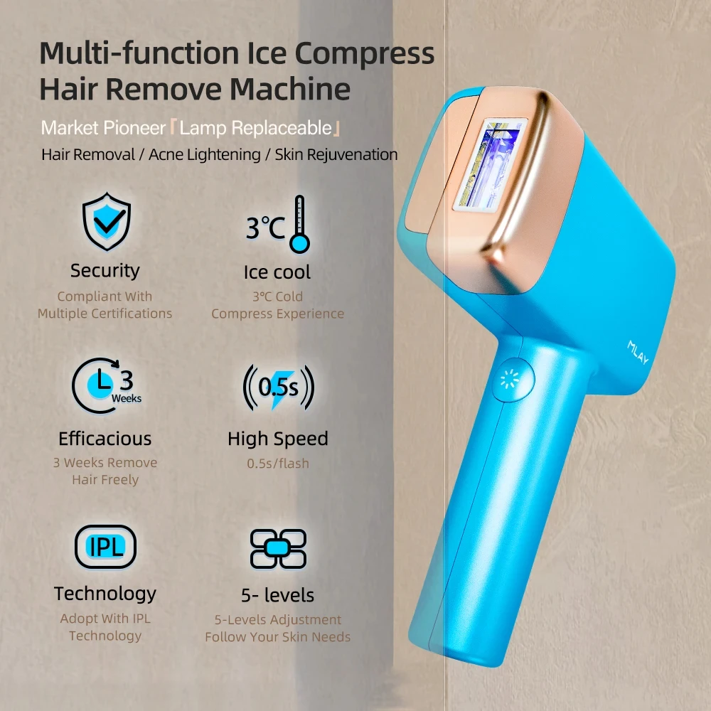MLAY T14 Ipl depilator laserowy domowy Ice-Sense trwały bezbolesny laser 500 000 błysków nadaje się do twarzy ciało i bikini