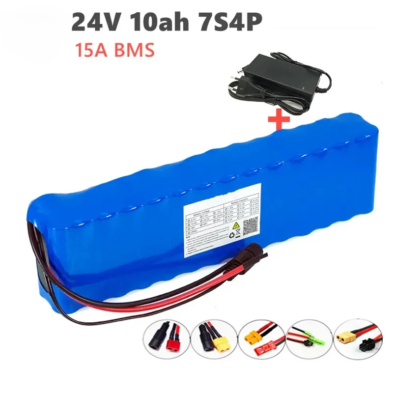 

24V 10Ah 7S4P lithium battery pack 250W 29.4v 10000mAh 18650 battery 15A power seat BMS power supply+29.4v 2A charger