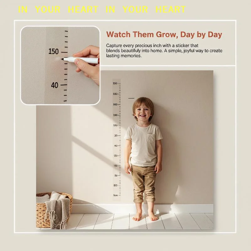 【X】Kids Height Wall Sticker Adhesive Growth Tracker Removable Decal Perfect Gift for Toddlers Nursery Bedroom Wall Decor