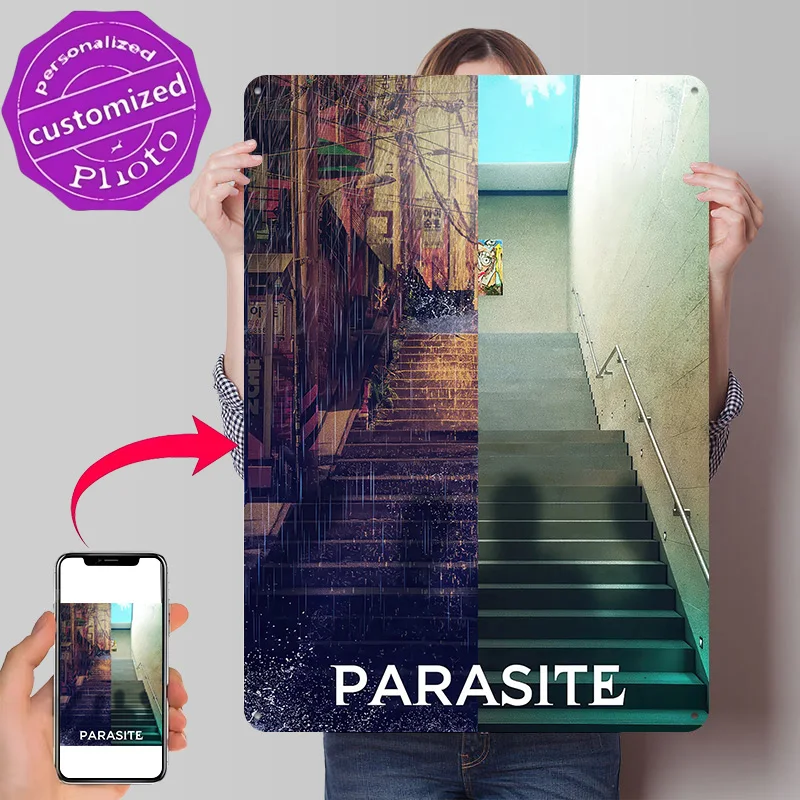 Parasite Movie Poster Retro 3D Printed Metal Signs Customized Wall Hanging Gift for Gaming Room Decoration Man Decor Luxury Home