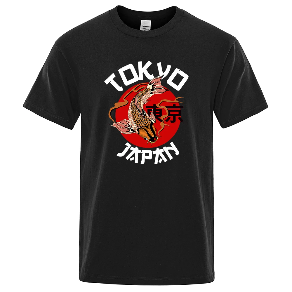

M Tokyo Koi Fish Printing Mens T-Shirts Sports Round Neck T-Shirt Fashion Crewneck Short Sleeve Streetwear Creative Tshirts Mans