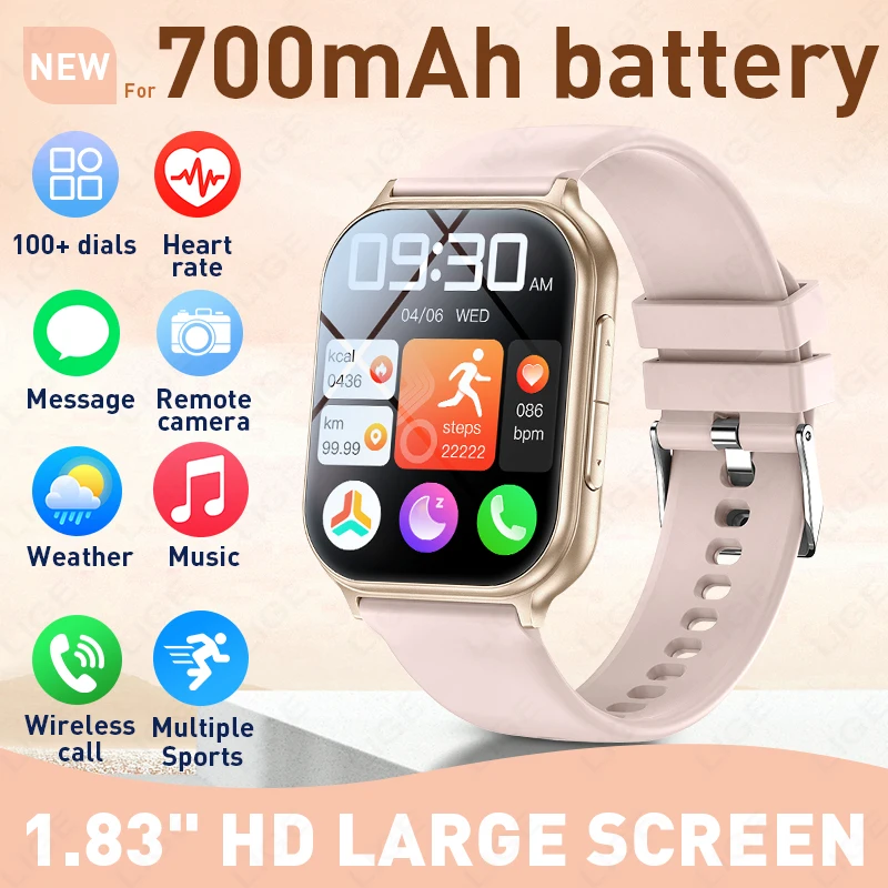 

LIGE Lady Full Touch Screen Smart Watch Fitness Tracker Bluetooth Call IP67 Waterproof Watches 700mah Sport Smartwatch For Men