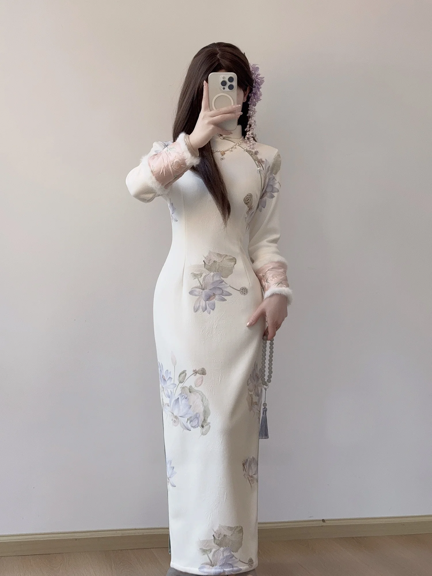

New 2026 Women's Long Sve Fro Coat Sle Dr with Lotus Le Design New Chinese Sle Reformed Daily Wear Fl...