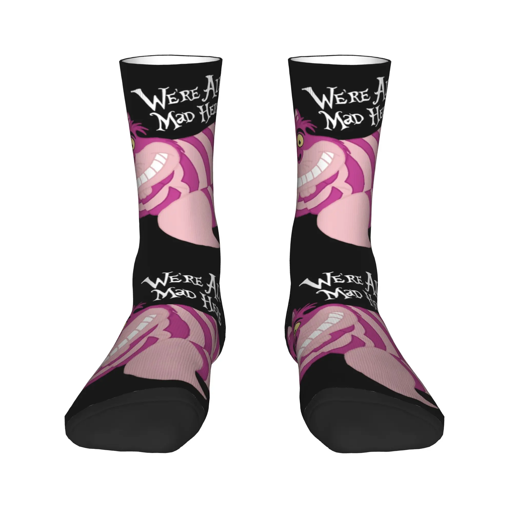 

Alice In Wonderland Men Women Crew Socks Unisex Cool 3D Printing Cheshire Cat Dress Socks