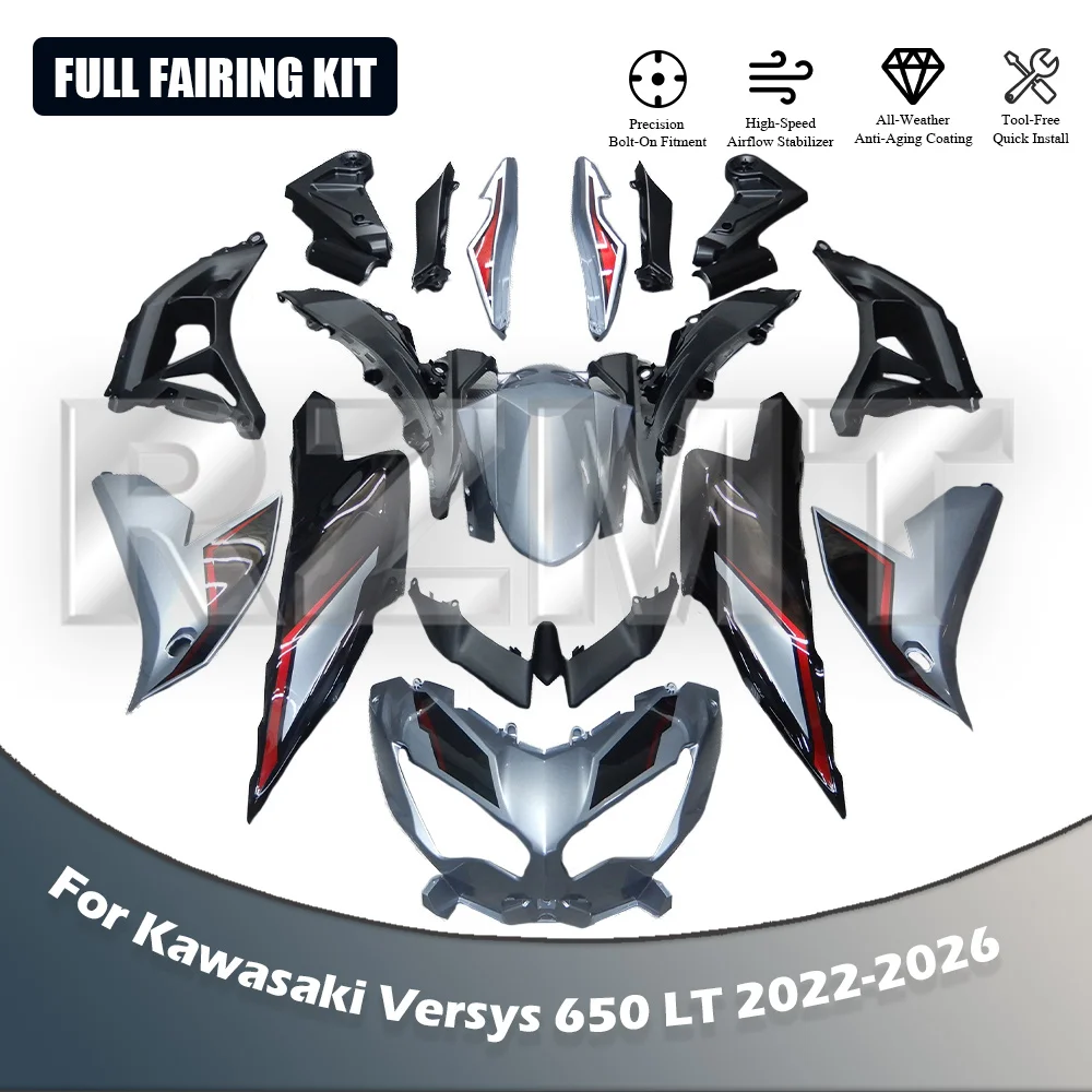 For Kawasaki Versys 650 LT 2022 2023 2024 2025 Motorcycle Fairing ABS Injection Body Decoration Kit Full Vehicle Shell RZMT