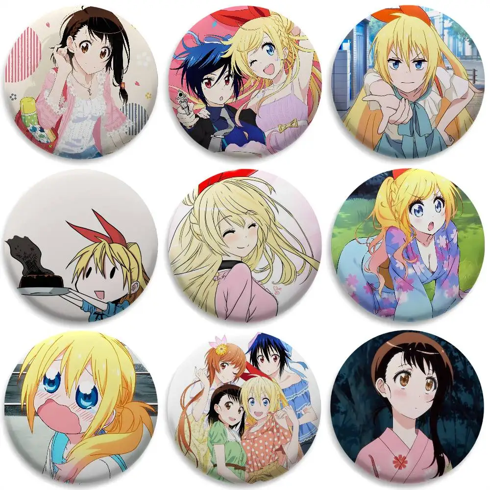 

N-Nisekoi Anime Badges Round Exquisite Badge Brooches Creative Pins For Clothes Hat Backpack Gift Accessories