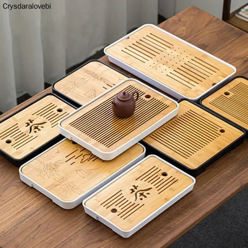 Bamboo Tea Tray Pu'er tea Tea Board  1PC Drainage Water Storage kung-fu Tea Set Tea Table Chinese Tea Room Board Ceremony Tools