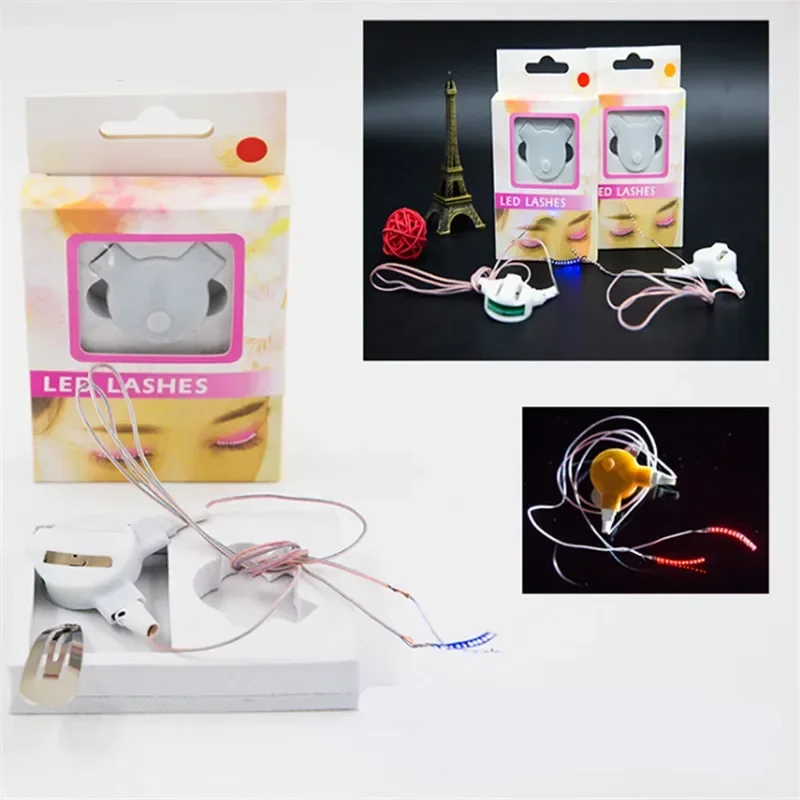 1 par de pestañas postizas LED, pestañas de maquillaje, impermeables, brillantes, encantadoras, encantadoras, fiestas, club, bar, Halloween, Navidad, Año Nuevo