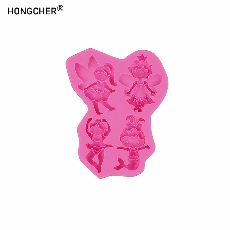 Cartoon beautiful angel girl mermaid DIY resin accessories accessories drip mold chocolate cake dessert decoration silicone mold