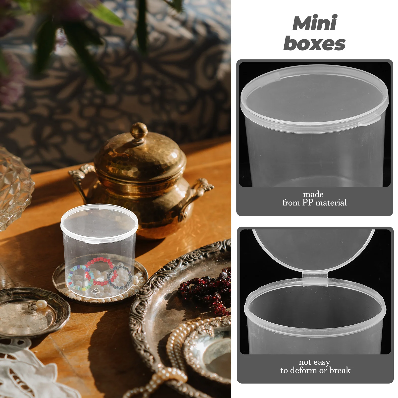 

24 Pcs Beads Round Plastic Storage Box Small Containers Clear Mini Organizer Transparent with Lid Tiny