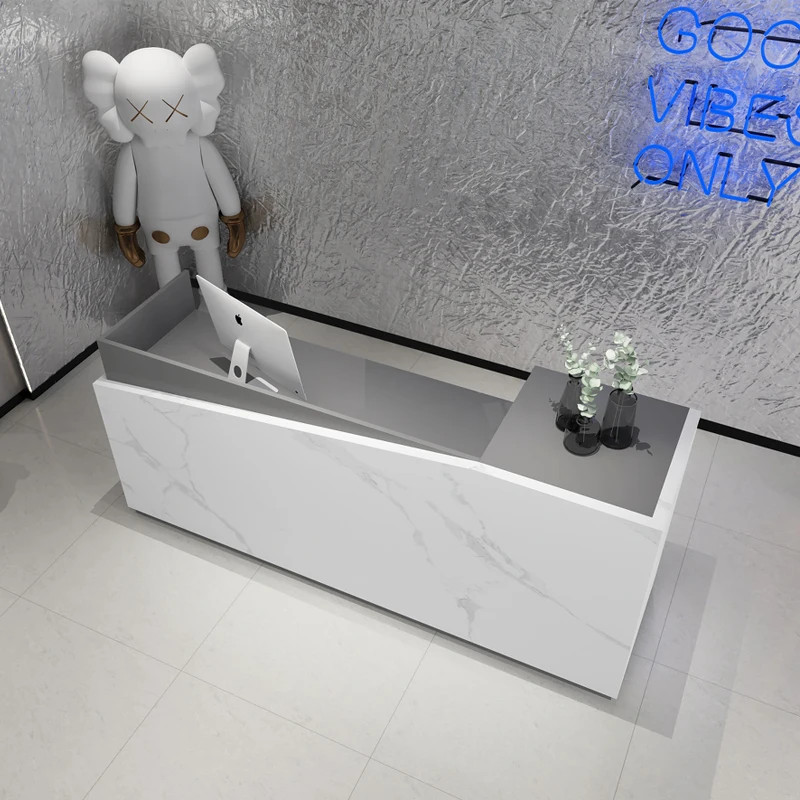custom.Customer Service Reception Desk White Front Desk Reception Counter Table Checkout Cash Counter Stand