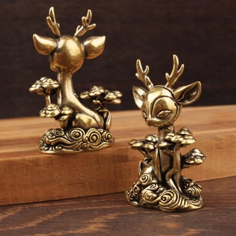 Hirschfigur aus Messing, exquisites Mini-Teetier-Ornament, kreatives kleines Dekor für Büro, Schreibtisch, Zuhause, Geschenk. – Detail 4