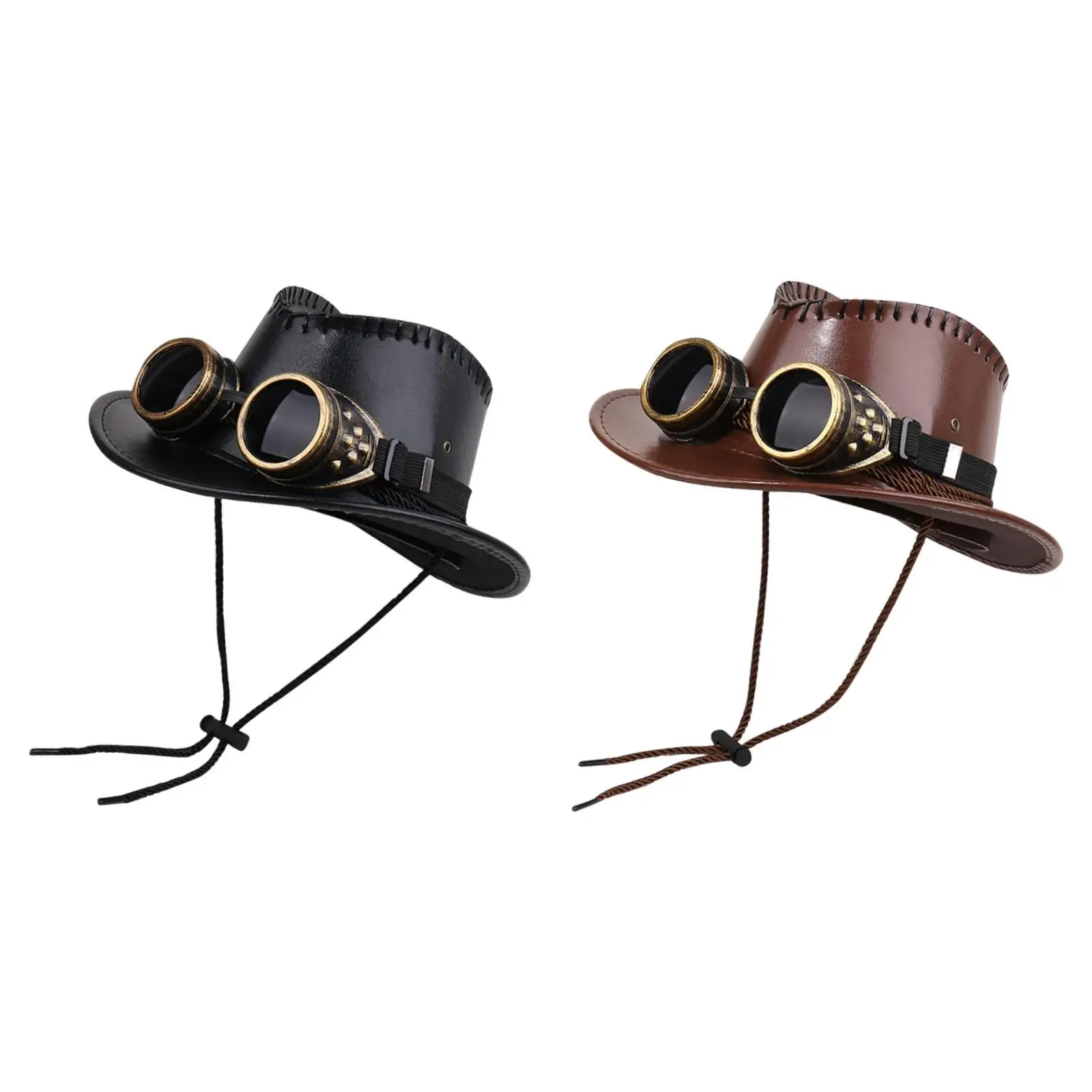 

Steampunk Top Hat with Goggles Gothic Tophat Topper for Cosplay Prom Role Play