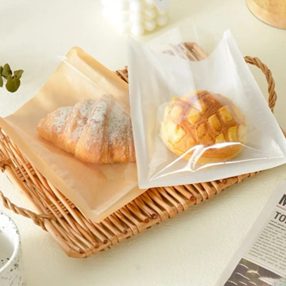 

100pcs Bakery Grease Resistant Bread Packaging Paper Sandwich Bags With Window Donut Storage Bags Food Safe Transparent Side