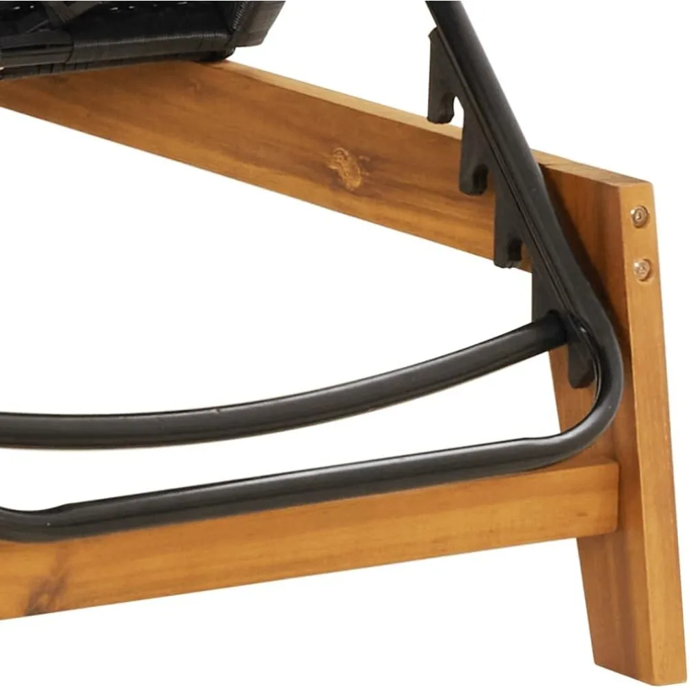 Espreguiçadeira elegante para relaxamento sereno, encosto ajustável com rattan durável e madeira de acácia maciça, piscina ou pátio