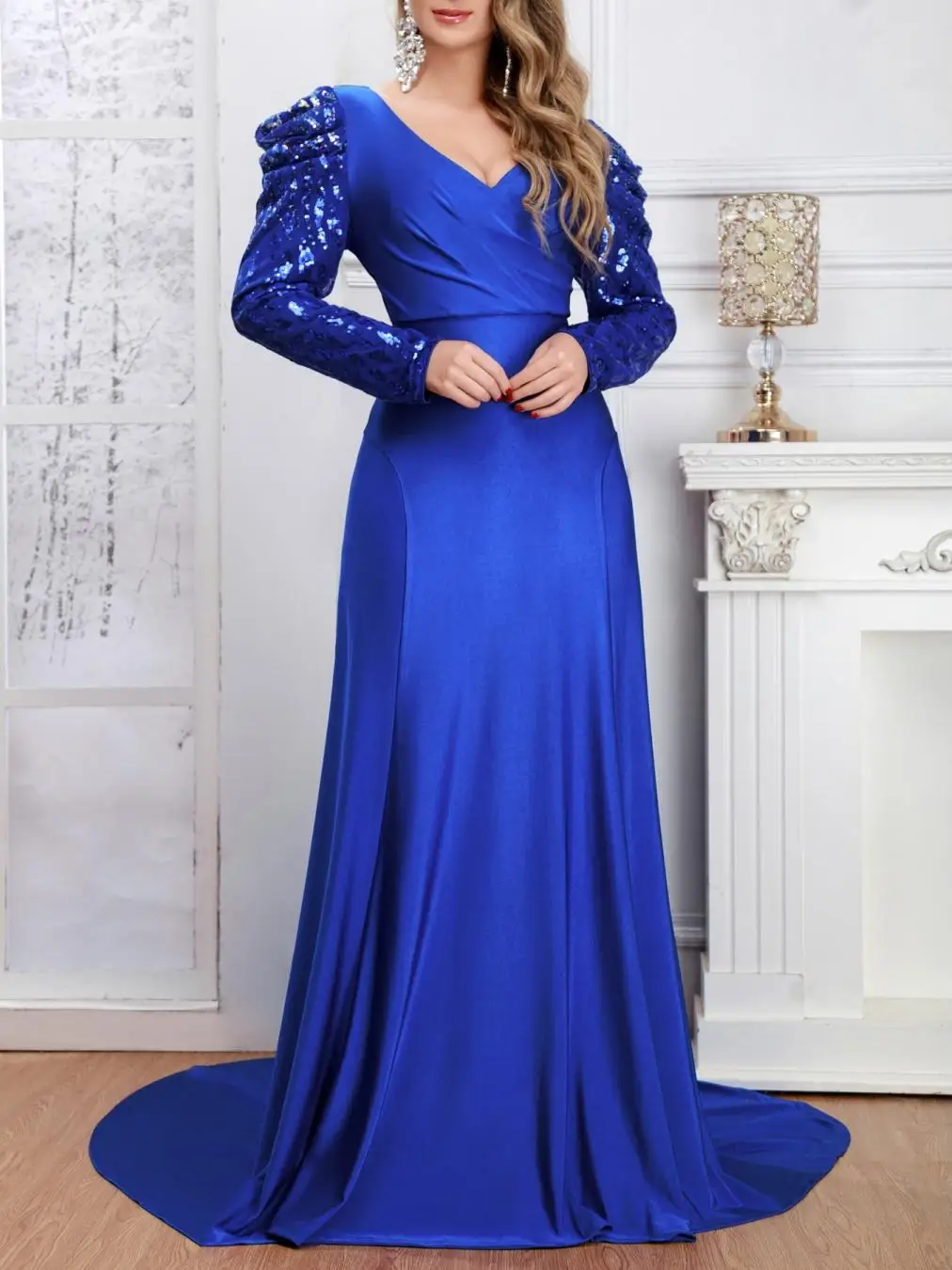 

Ele Long Sve V-Ne, расшитое бисером платье для выпускного вечера, женское модное вечернее платье длиной до пола с высокой талией для КТВ и других случаев