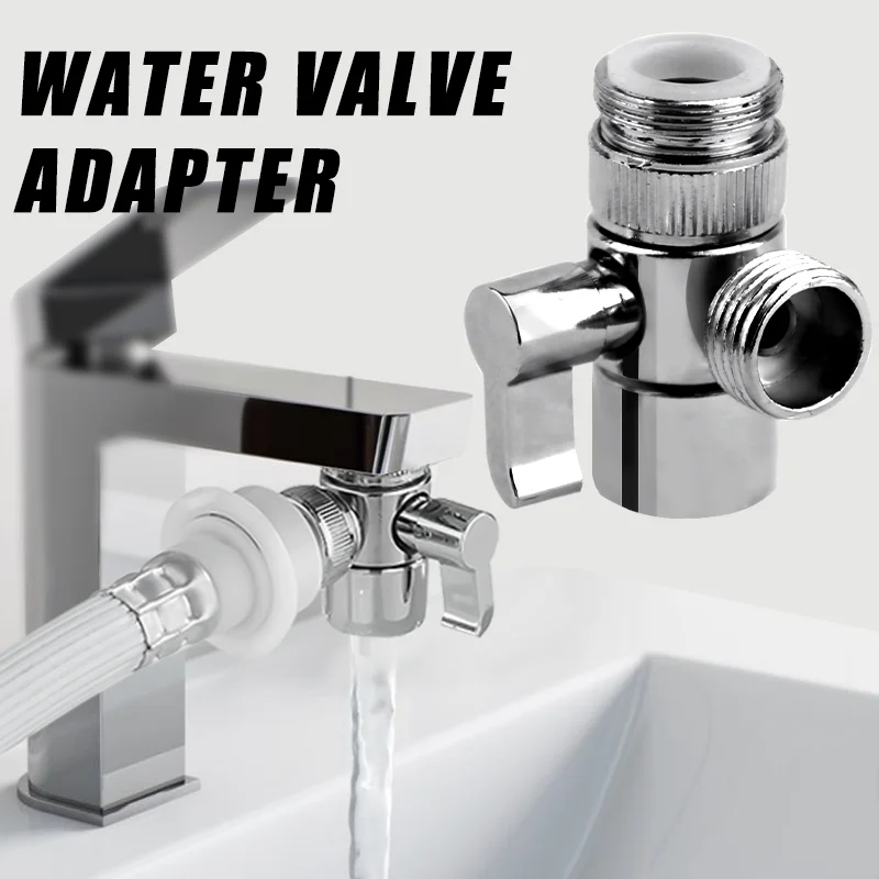 Universeller Wasserhahn-Verteileradapter mit Doppelausgang, Wasserumlenkventil für Küche, Bidet, Dusche, Badezimmer und Waschbecken