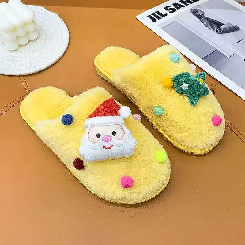 

2026 Winter plush slippers cute cartoon style casual suitable for home use lightweight comfortable and warm cotton slippers