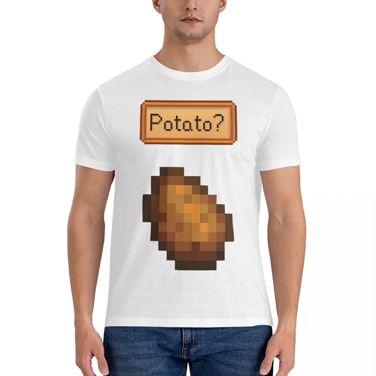 Leisure Potato T-Shirts for Men Round Neck Pure Cotton T Shirt Stardew Valley Short Sleeve Tees New Arrival Tops