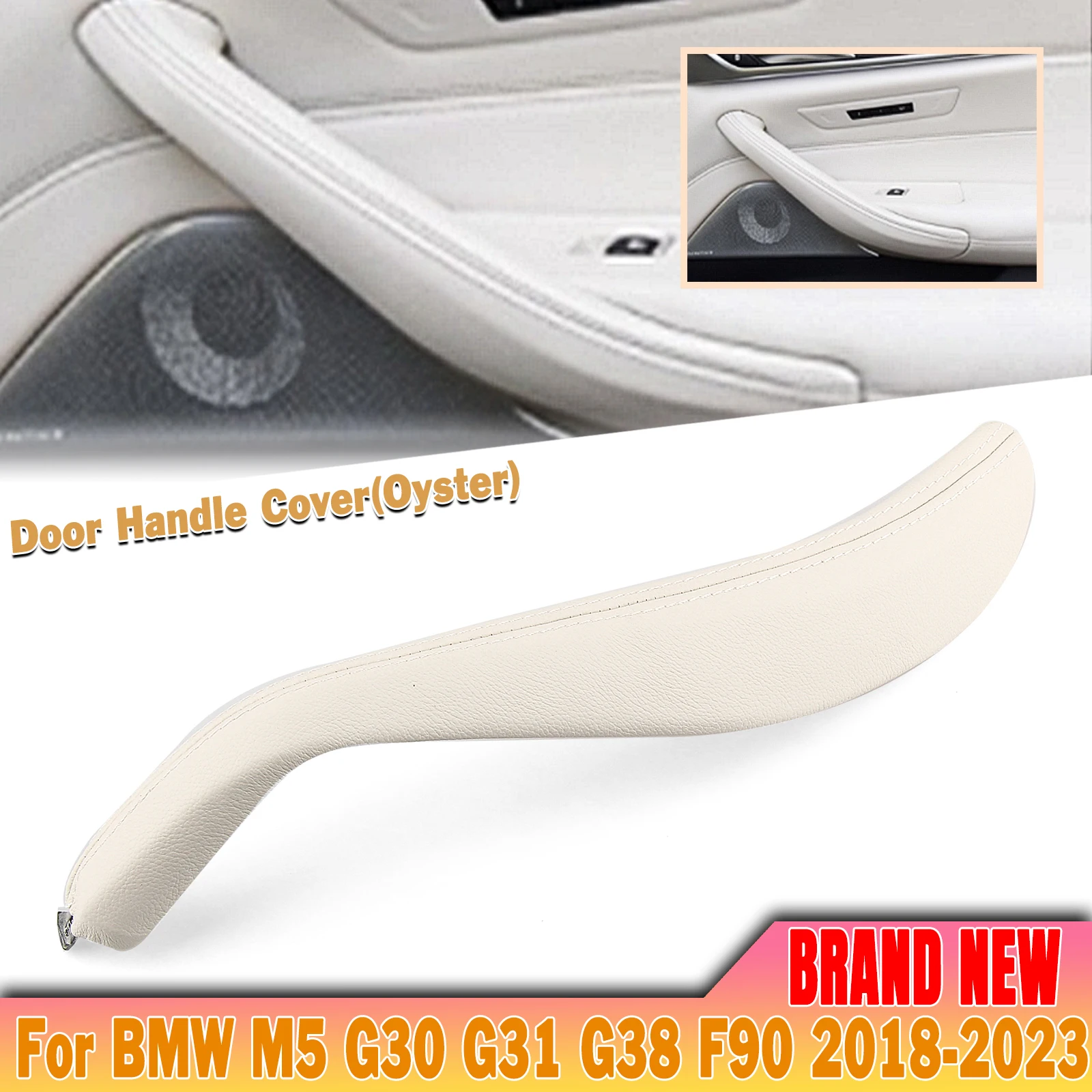 

1pcs Car Interior Door Pull Handle Cover Leather Shell For BMW 5 Series G30 G31 G38 F90(M5) 2018 2019 2020 2021 2022 2023