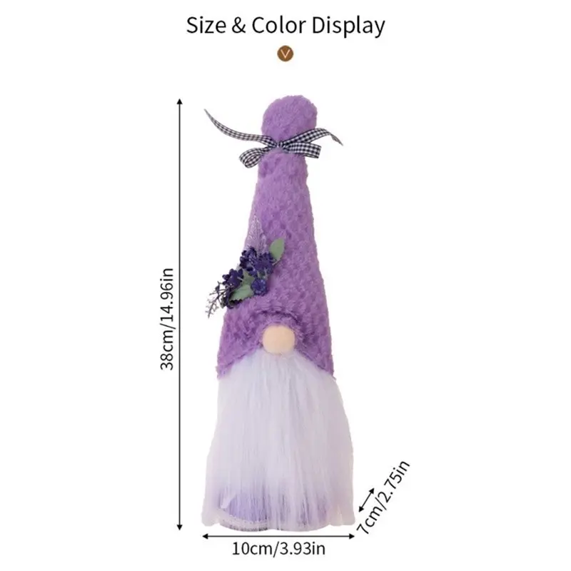 KYCOR-2X Purple Gnomes Indoor Decorations, Spring Summer Gnome Holiday Decorations, Handmade Tomte Stuffed Plush Gnomes