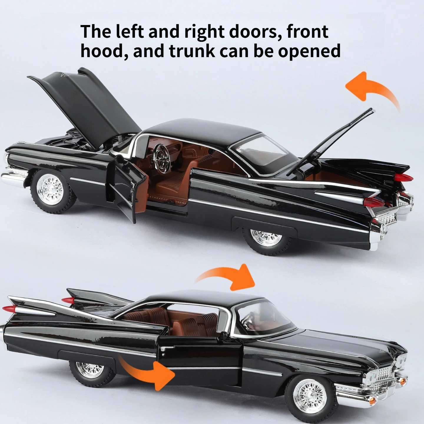 1/24 Cadillac Eldorado Simulated Alloy Toy Car with Sound, Light & Pull-back Function