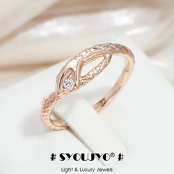 SYOUJYO 585 Rose Gold Color Snake Rings For Women Natural Zircon Minimalist Punk Vintage Rock Party Fine Animal Jewelry 2022 New