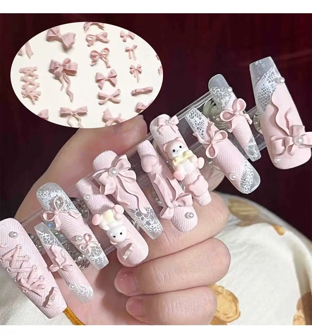1pcs 3D Silicone Nail Mold Mixed Sized Shaped Bow Soft Stamping Plates Kawaii Ballet Bow DIY Manicure Art Mould Tools image 2
