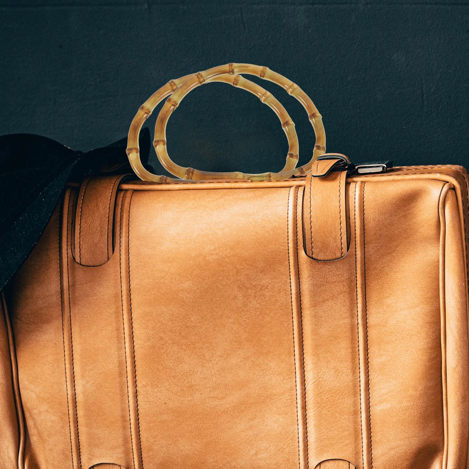 

4 Pcs Golden Aluminum D Shape Bag Handles Solid Wooden Handbag DIY Accessories Bamboo Frame Hangers Luggage Decorative Box Bag