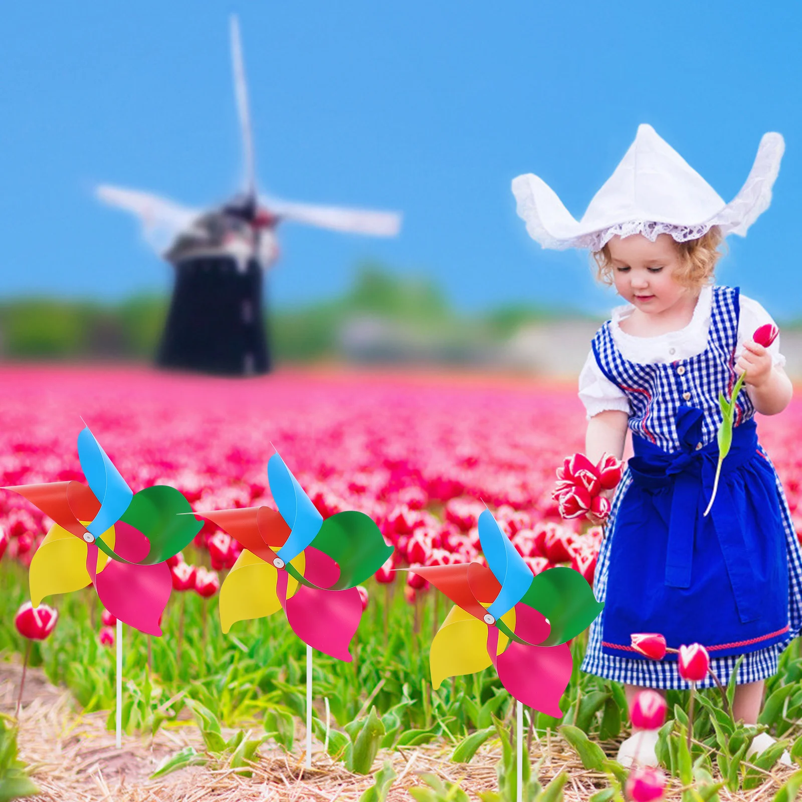 25 قطعة من طاحونة الهواء البلاستيكية الملونة للديكور الخارجي وحفلات الحديقة المفضلة للأطفال على شكل طاحونة هوائية لتزيين الحديقة