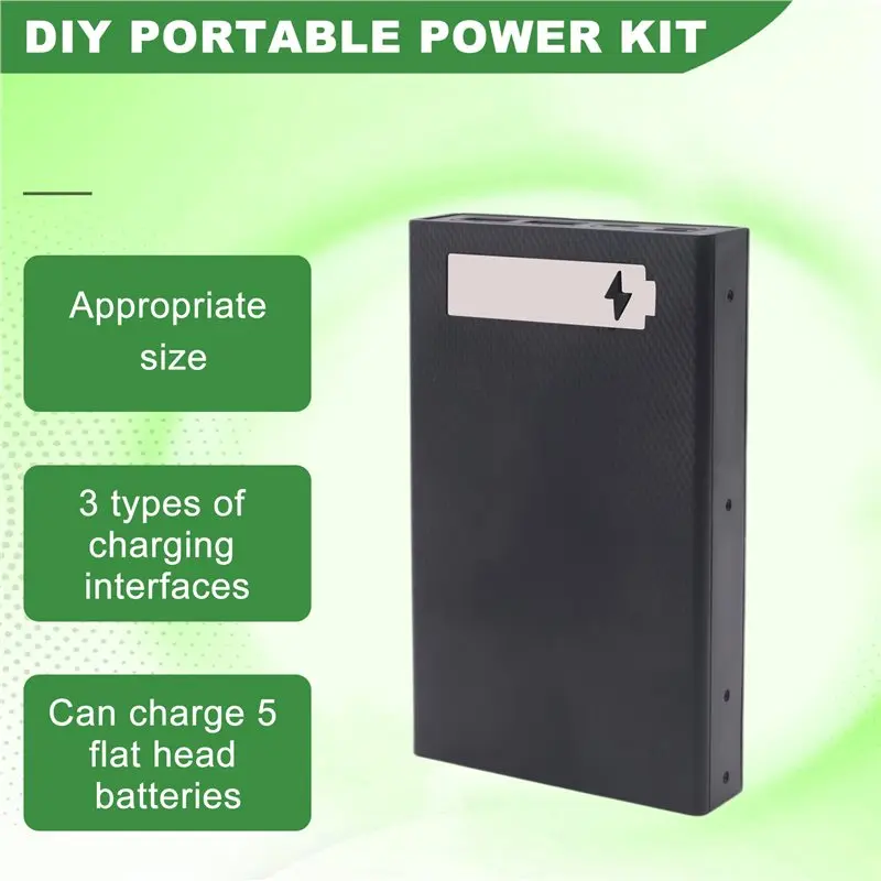 ABRI-DIY 5X18650 Power Bank Case Detachable Portable Battery Charge Storage Box Shell CX5 With LED Lighting Without Battery
