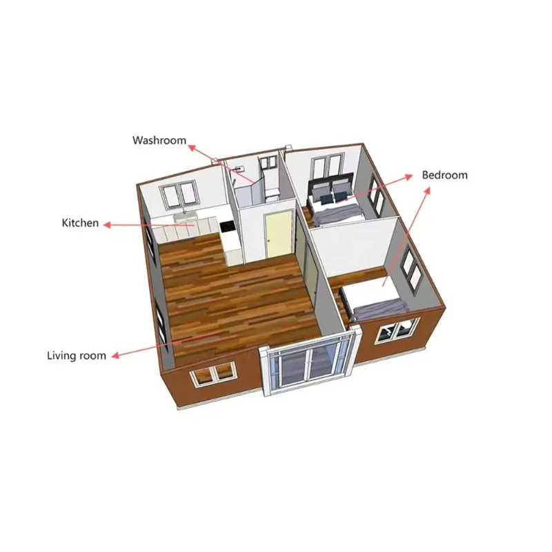 Hot Sale Double-Winged Modular Prefabricated Container House For Construction Sites Hotels Shops Villas For Toilets Use