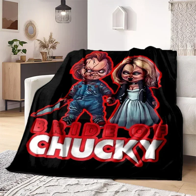 Halloween Throw Blanket Horror film Chucky Annabelle Blanket Soft Home Plush Sheet Sofa Cover all Seasons Travel Warm Blanket view 4