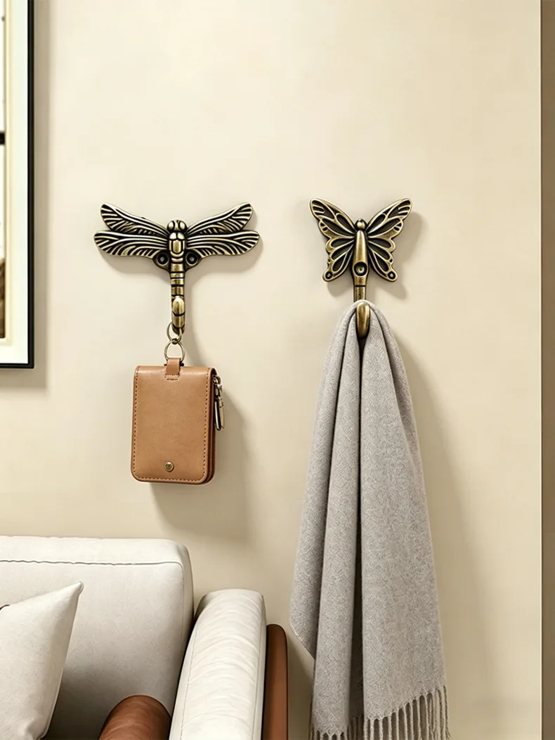 Schmetterlings-Kleiderhaken im nordischen Stil, Wandhaken aus Legierung, Aufbewahrungshalter für Schrank und Garderobe, starke Retro-Haken zur Wandmontage, Dekoration – Detail 5