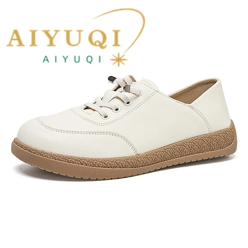 AIYUQI Women Oxford Shoes Slip On Moccasins Elastic Platform Flat Women Casual Walking Shoes Autumn Daily Footwear Women