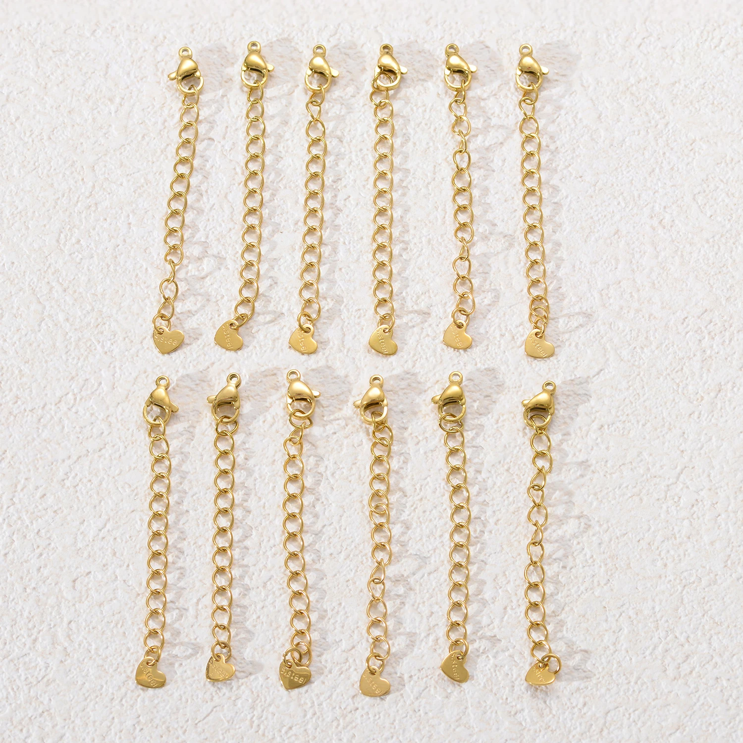 5pcs Lobster Clasp Tail Chain End Tag 304 Stainless Steel DIY Jewelry Findings Necklace Bracelet Extender Gold Color Fastness