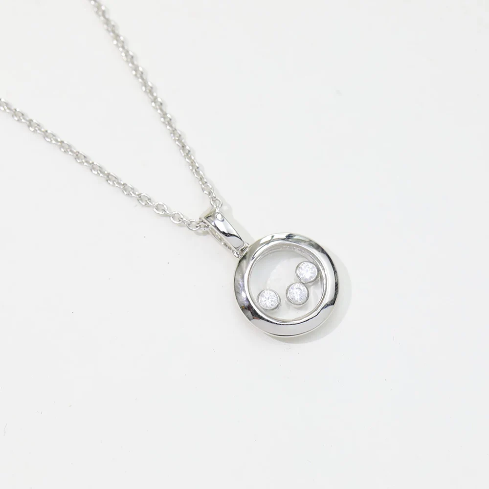 Sweet Romantic Simple Personality Round Glass Necklace Women\'s Brand Jewelry S925 Sterling Silver Shiny Exquisite Fairy Quality