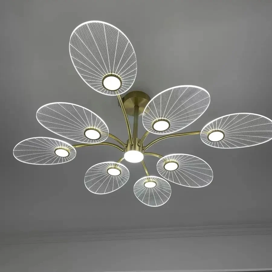 Imagem -04 - Nordic Led Cobre Lâmpada do Teto Lustres Modernos para o Quarto Sala de Estar Lotus Leaf Shape Design Home Decor Luminária