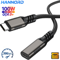 Hannord USB3.2 Extension Cable Type C Male to Female Extender Cord USB3.2 Gen2.2 20Gbps 4K 100W USB C Cable for MacBook Pro
