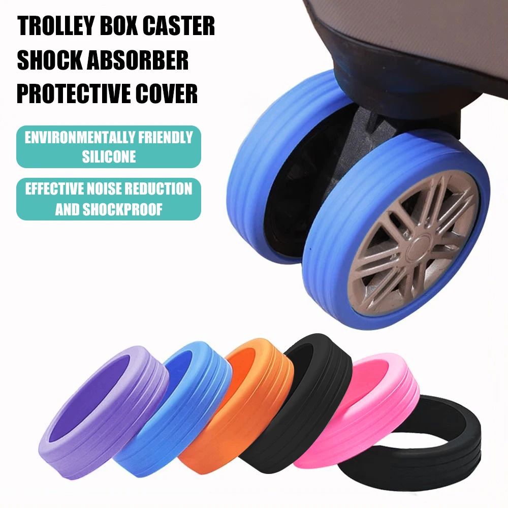 

8Pcs Silicone Luggage Wheel Protector Silent Caster Cover Noise Reduction Sleeve for Dual-wheel Suitcase Travel Accessories