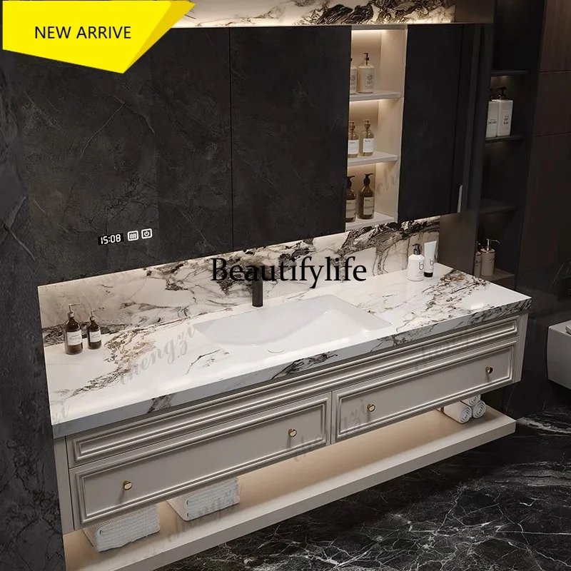 M178 French-Style Seamless Integrated Double Basin Oak Bathroom Vanity Unit with Washbasin And Sink for Enhanced Bathroom Elegan