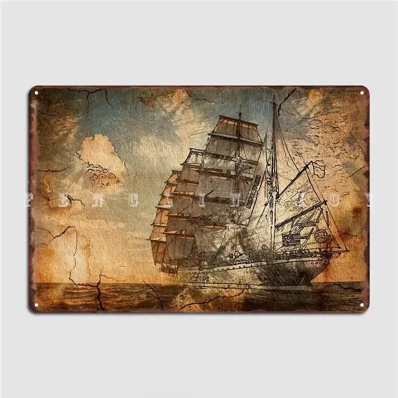 Fourmasted Clipper Metal Sign Poster Personalized Wall Pub Party Tin Sign Posters