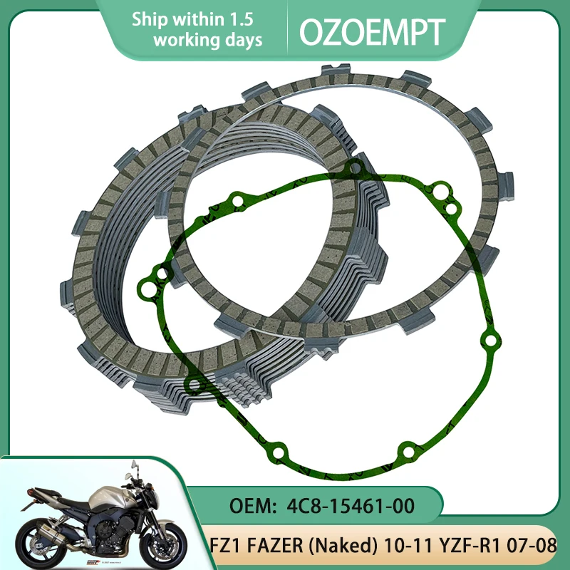 

OZOEMPT Motorcycle Clutch Disc Set And Cover Gasket Apply To FZ1 FAZER (Naked) 10-11 YZF-R1 07-08