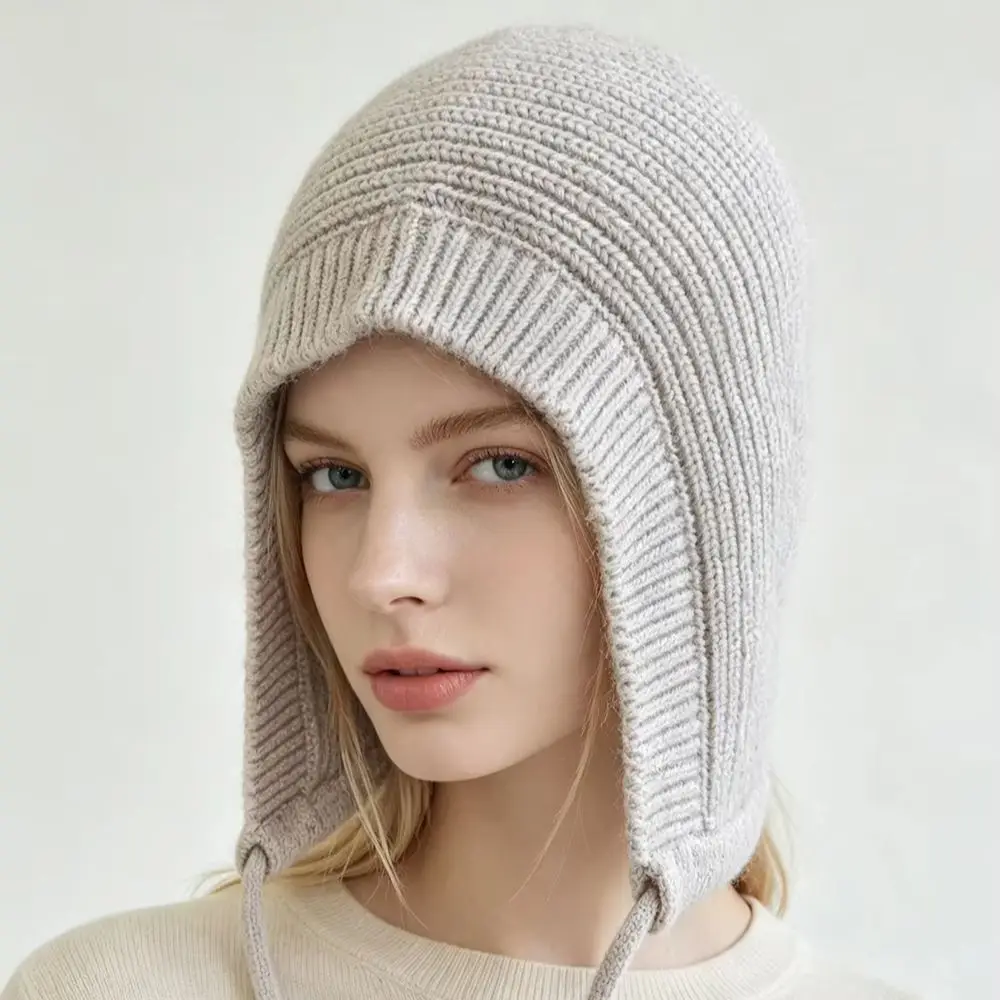 2026 New Winter yak wool Hats for Women Girls Warm Hooded Scarf Beanie for Female Youth Balaclava Kniting Skull Cap Ear Flap