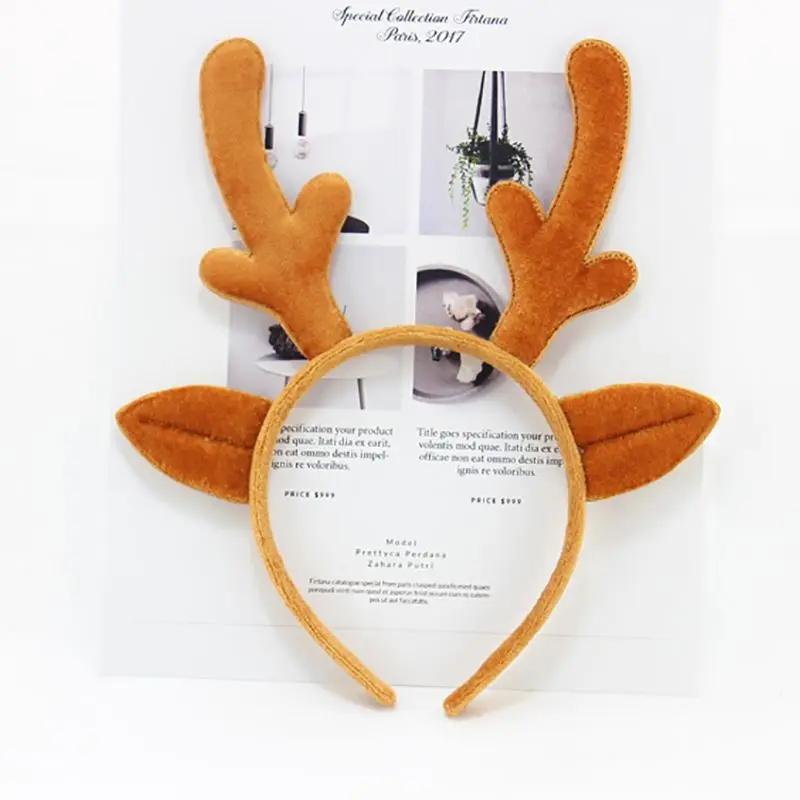 1PC Antler Hair Hoop Reindeer Cute Elk Photo Supplies Hair Bands Head Wear Accessory for Christmas Costume Party