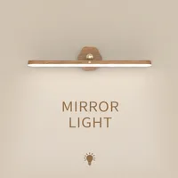 Portable LED Makeup Mirror Light USB Rechargeable Magnetic Touch Switch Wall Lamp Wooden Mirror Front Fill Light Bedside Lamps