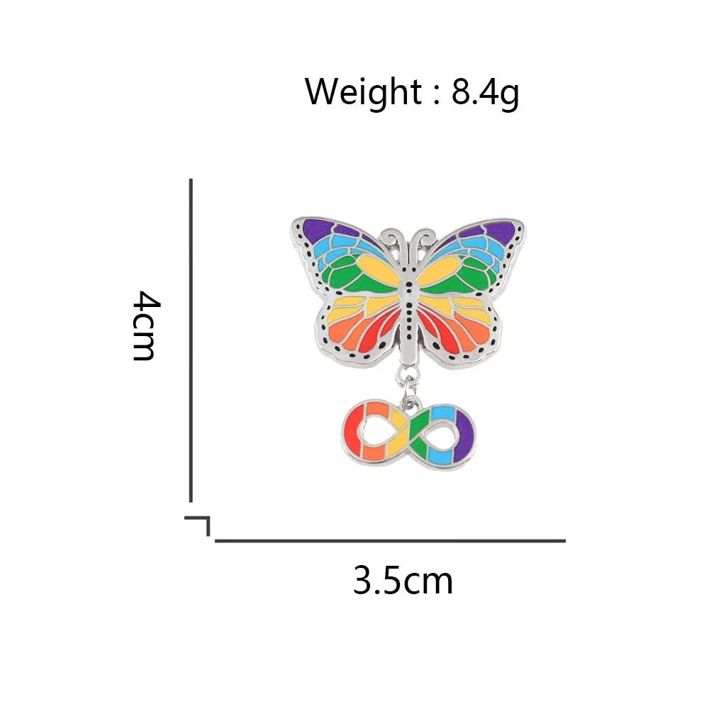 Autistic Pride Brooch ADHD Awareness Enamel Pin Rainbow Butterfly Infinity Symbol Badge Mental Health Neurodiversity Jewelry