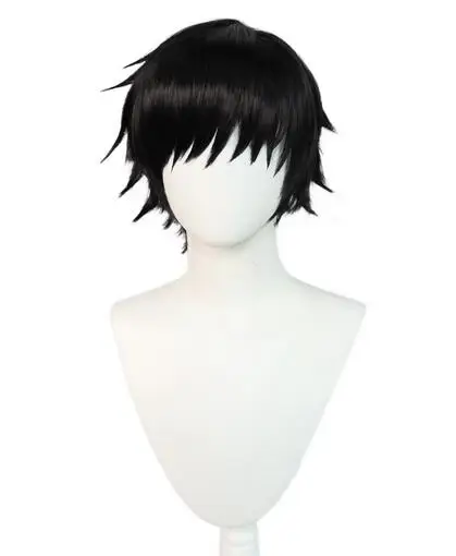 Toji Fushiguro Cosplay Black Wig Toji Zenin Short Heat Resistant Synthetic Hair Wig Cap Anime Men Women Party Wig