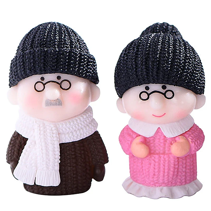 4 قطعة شخصيات زوجين صغيرة الجدة الجد سويتي عشاق زخرفة قديمة لتماثيل حديقة الجنية مصغرة ديكور المنزل #5